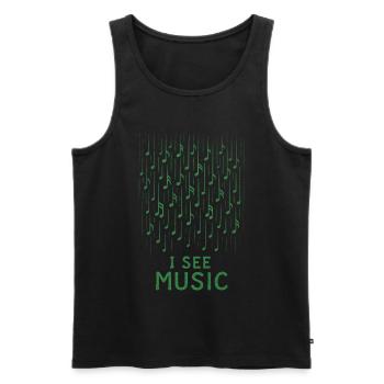 I See Music: Abstract Rain of Notes - Men's Premium Organic Tank Top - black - Front - Michal (187cm)