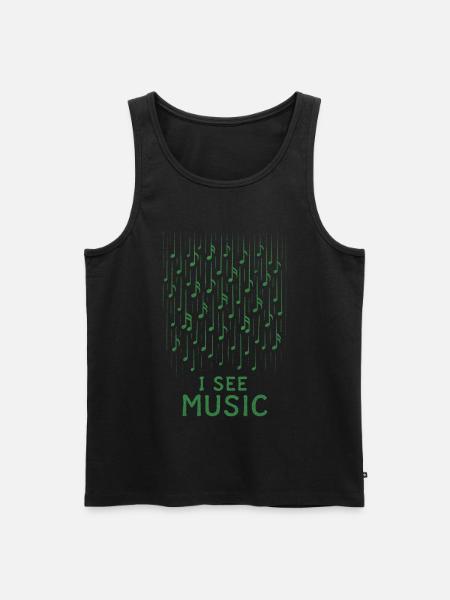 I See Music: Abstrakter Notenregen - Männer Premium Bio Tank Top - Schwarz