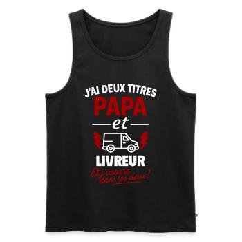 Papa et Livreur idée cadeau Noël fête des pères - Débardeur bio Premium Homme - noir - Devant - AI Model Male 178 light (178cm)