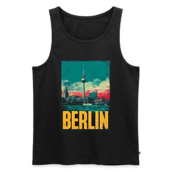 Imprimé vintage de la Berlin Skyline - Débardeur bio Premium Homme - noir - Devant - AI Model Male 178 light (178cm)