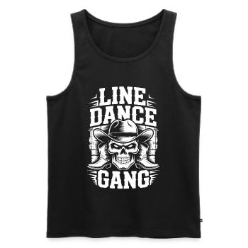 Line Dance Gang – Western Skull Cowboy Style - Men's Premium Organic Tank Top - black - Front - AI Model Male 178 light (178cm)