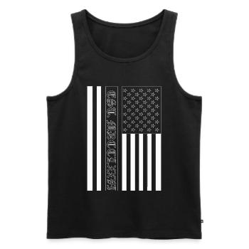 Est. MDCCLXXVI USA Flag - Men's Premium Organic Tank Top - black - Front - Michal (187cm)
