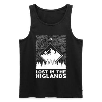 Lost In The Highlands - Men's Premium Organic Tank Top - black - Front - AI Model Male 178 light (178cm)