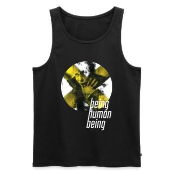 ThinkBick_being_human_being_2026_5 - Männer Premium Bio Tank Top - Schwarz - Vorne - AI Model Male 178 light (178cm)