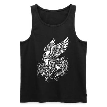 Walküre, nordische Kriegerin, Maskottchen, Wikingerfrau, - Männer Premium Bio Tank Top - Schwarz - Vorne - AI Model Male 178 light (178cm)