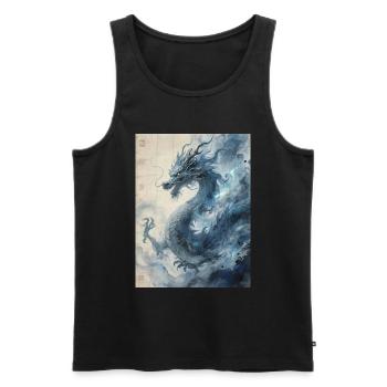 Die Sternennacht: Blauer Drache – Aether - Männer Premium Bio Tank Top - Schwarz - Vorne - AI Model Male 178 light (178cm)