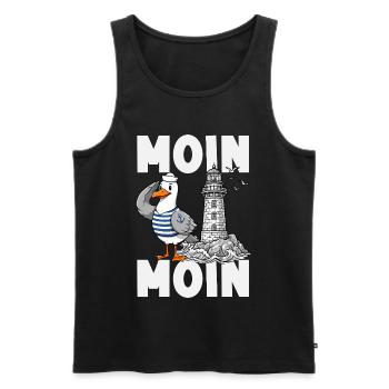Moin Moin Norden - Maritimes Norddeutsch Design - Männer Premium Bio Tank Top - Schwarz - Vorne - Michal (187cm)
