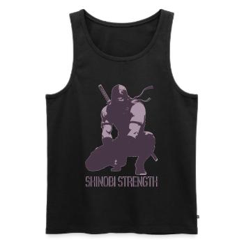 Shinobi Strength Anime Sportshirt – Ninja Workout - Männer Premium Bio Tank Top - Schwarz - Vorne - Michal (187cm)