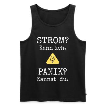 Elektriker Shirt | Strom? Kann ich. - Männer Premium Bio Tank Top - Schwarz - Vorne - Michal (187cm)