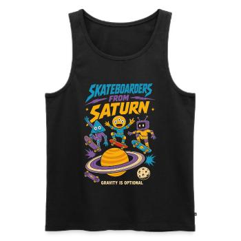 Skateboarder vom Saturn - Männer Premium Bio Tank Top - Schwarz - Vorne - Michal (187cm)