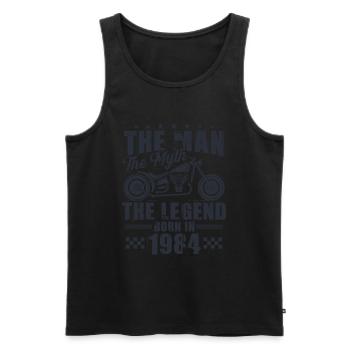 1984 Vintage Man Myth Legend Motorcycle - Men's Premium Organic Tank Top - black - Front - Michal (187cm)