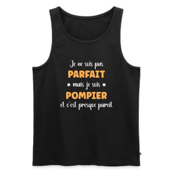 pompier - Débardeur bio Premium Homme - noir - Devant - Michal (187cm)