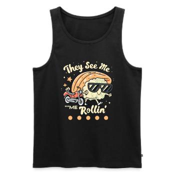 Sushirolle - Männer Premium Bio Tank Top - Schwarz - Vorne - AI Model Male 178 light (178cm)
