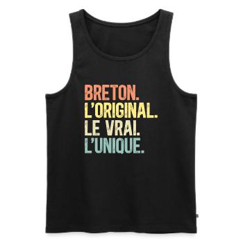 Breton L'Original Le Vrai L'Unique Homme Breton - Débardeur bio Premium Homme - noir - Devant - Michal (187cm)
