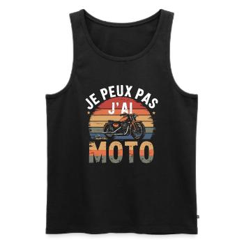 je peux pas j ai Moto - Débardeur bio Premium Homme - noir - Devant - AI Model Male 178 light (178cm)