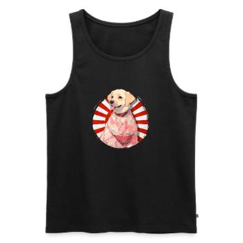 Chien mignon portant un kimono - Chemise d’anime - Débardeur bio Premium Homme - noir - Devant - AI Model Male 178 light (178cm)