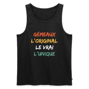 gémeaux - Débardeur bio Premium Homme - noir - Devant - Michal (187cm)