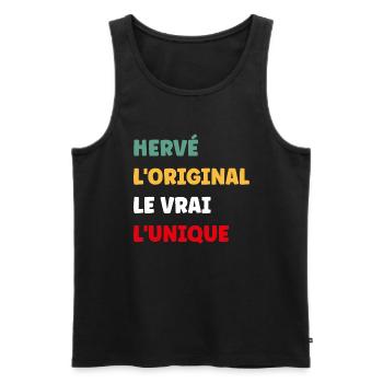 L'original le vrai l'unique hervé - Débardeur bio Premium Homme - noir - Devant - AI Model Male 178 light (178cm)
