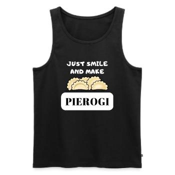 Just Smile And Make Pierogi Funny Design - Men's Premium Organic Tank Top - black - Front - AI Model Male 178 light (178cm)