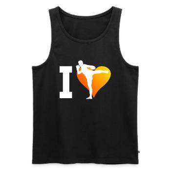 Muay Thai Thaibox Thaiboxer Thaiboxen Damen - Männer Premium Bio Tank Top - Schwarz - Vorne - Michal (187cm)