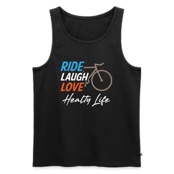 Ride Laugh Love Healty Life - Männer Premium Bio Tank Top - Schwarz - Vorne - Michal (187cm)