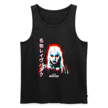 Famous Ravepunk - Men's Premium Organic Tank Top - black - Front - AI Model Male 178 light (178cm)