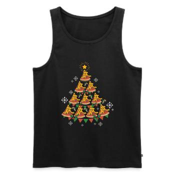 Pizza Restauration rapide Pizza Arbre de Noël - Débardeur bio Premium Homme - noir - Devant - Michal (187cm)