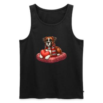 Chien boxer portant une écharpe - Débardeur bio Premium Homme - noir - Devant - Michal (187cm)
