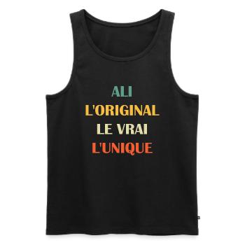L'original le vrai l'unique ali - Débardeur bio Premium Homme - noir - Devant - AI Model Male 178 light (178cm)