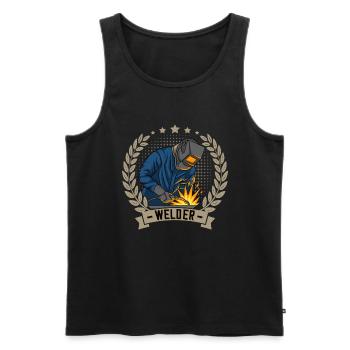 Welder outfit for proud metalworkers and - Men's Premium Organic Tank Top - black - Front - AI Model Male 178 light (178cm)