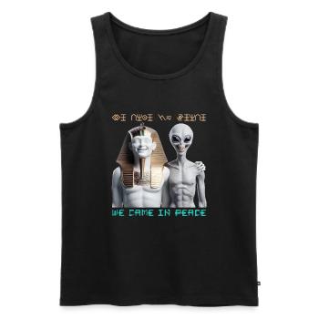 Pharaohs, the Sphinx & Aliens: Funny Encounter - Men's Premium Organic Tank Top - black - Front - Michal (187cm)