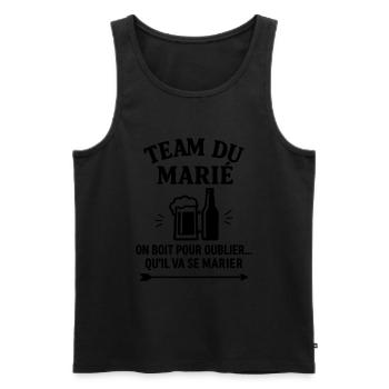 Team du marié,EVG,enterrement vie garçon - Débardeur bio Premium Homme - noir - Devant - Michal (187cm)