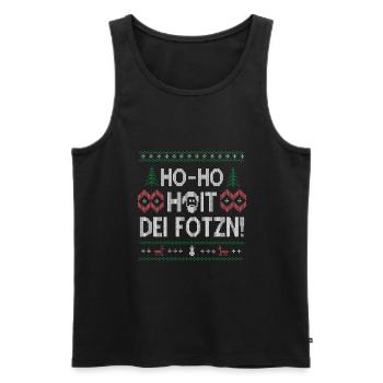 Ho-Ho-Hoit dei Fotzn Weihnachtsgruß mit Schmäh - Männer Premium Bio Tank Top - Schwarz - Vorne - Michal (187cm)