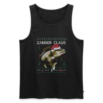 Zander-Fans Weihnachtsfischen Spaß mit Santa-Mütze - Männer Premium Bio Tank Top - Schwarz - Vorne - AI Model Male 178 light (178cm)