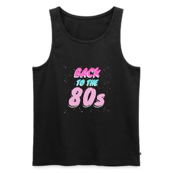 Back to the 80s retro vibes for real 80s fans - Men's Premium Organic Tank Top - black - Front - AI Model Male 178 light (178cm)