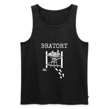 Bratort BBQ – Lustiges Grillmotiv für Grillfans - Männer Premium Bio Tank Top - Schwarz - Vorne - Michal (187cm)