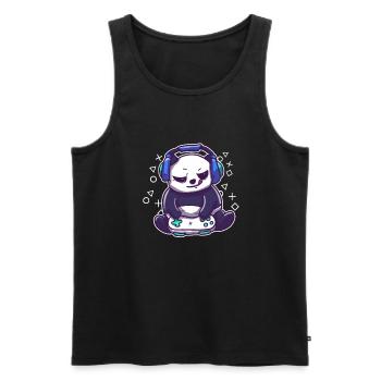 Niedlicher Gaming Panda – Geschenk für Zocker - Männer Premium Bio Tank Top - Schwarz - Vorne - AI Model Male 178 light (178cm)