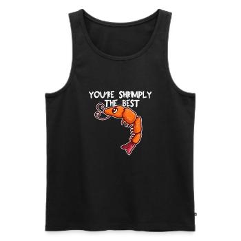 Shrimply the Best – Funny Shrimp Humor - Men's Premium Organic Tank Top - black - Front - Michal (187cm)