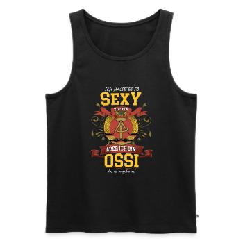 Sexy und Ossi – Attraktivität aus dem Osten - Männer Premium Bio Tank Top - Schwarz - Vorne - Michal (187cm)