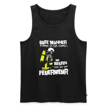 Stolzer Held bei der Feuerwehr – Helden im Einsatz - Männer Premium Bio Tank Top - Schwarz - Vorne - Michal (187cm)