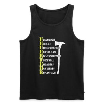 Eigenschaften eines wahren Feuerwehrhelden - Männer Premium Bio Tank Top - Schwarz - Vorne - Michal (187cm)