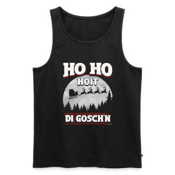 Ho Ho Hoit di Goschn: Frecher Weihnachtswitz - Männer Premium Bio Tank Top - Schwarz - Vorne - Michal (187cm)
