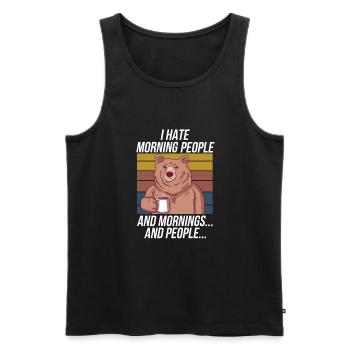Morning grouch bear design for anti-morning people - Men's Premium Organic Tank Top - black - Front - AI Model Male 178 light (178cm)