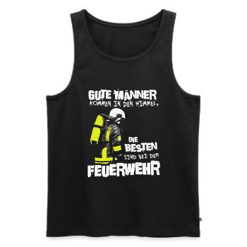 Die besten Männer sind bei der Feuerwehr - Männer Premium Bio Tank Top - Schwarz - Vorne - Michal (187cm)