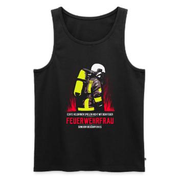 Echte Heldinnen sind Feuerwehrfrauen - Männer Premium Bio Tank Top - Schwarz - Vorne - Michal (187cm)