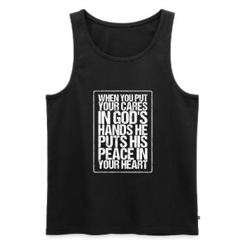 Vertrauen In Gottes Hände Frieden Im Herzen Finden - Männer Premium Bio Tank Top - Schwarz - Vorne - AI Model Male 178 light (178cm)