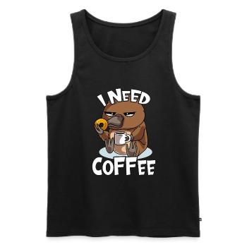 Tired platypus says I need coffee now - Men's Premium Organic Tank Top - black - Front - AI Model Male 178 light (178cm)