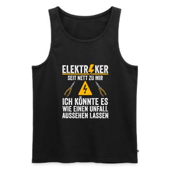 Elektriker Warnung Sei Nett Zu Mir Witziges Design - Männer Premium Bio Tank Top - Schwarz - Vorne - Michal (187cm)