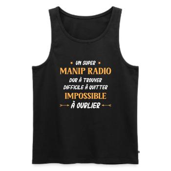 Un manip radio adjoint - Débardeur bio Premium Homme - noir - Devant - Michal (187cm)
