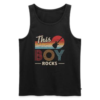 Ce garçon rocks bassiste - Débardeur bio Premium Homme - noir - Devant - Michal (187cm)